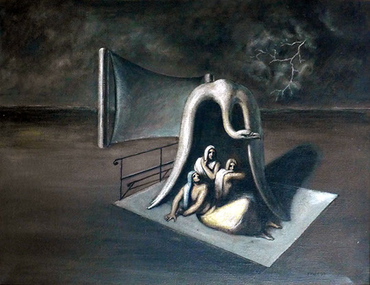 Edgar Ende, Im Schutz des Vogels, 1933, Öl auf Leinwand, 68 cm x 88 cm Dieses Werk wurde auf der Ausstellung im Carnegie Institute of Art in den